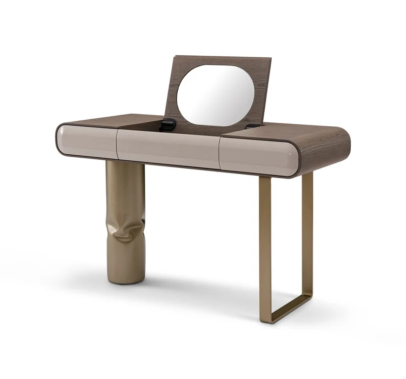 Casa Padrino Luxus Schminktisch Hellgrau / Braun 120 x 50 x H. 76 cm - Schminktisch mit Ulmenfurnier - Moderne Schlafzimmer Möbel - Luxus Qualität