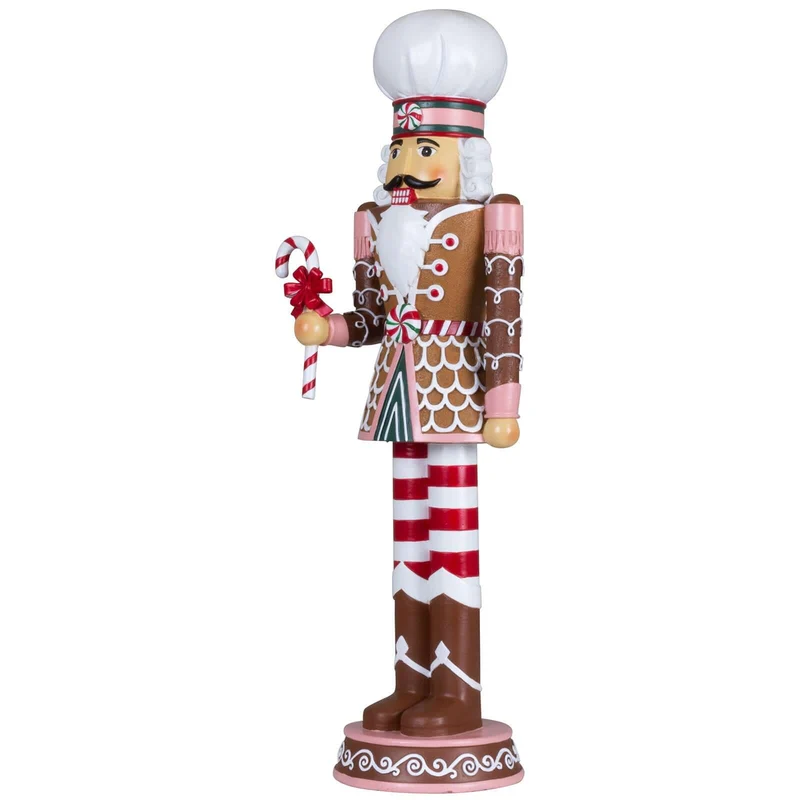 Dekorativer Nussknacker 45cm in braun-pink-rot-weiss / Candy Christmas