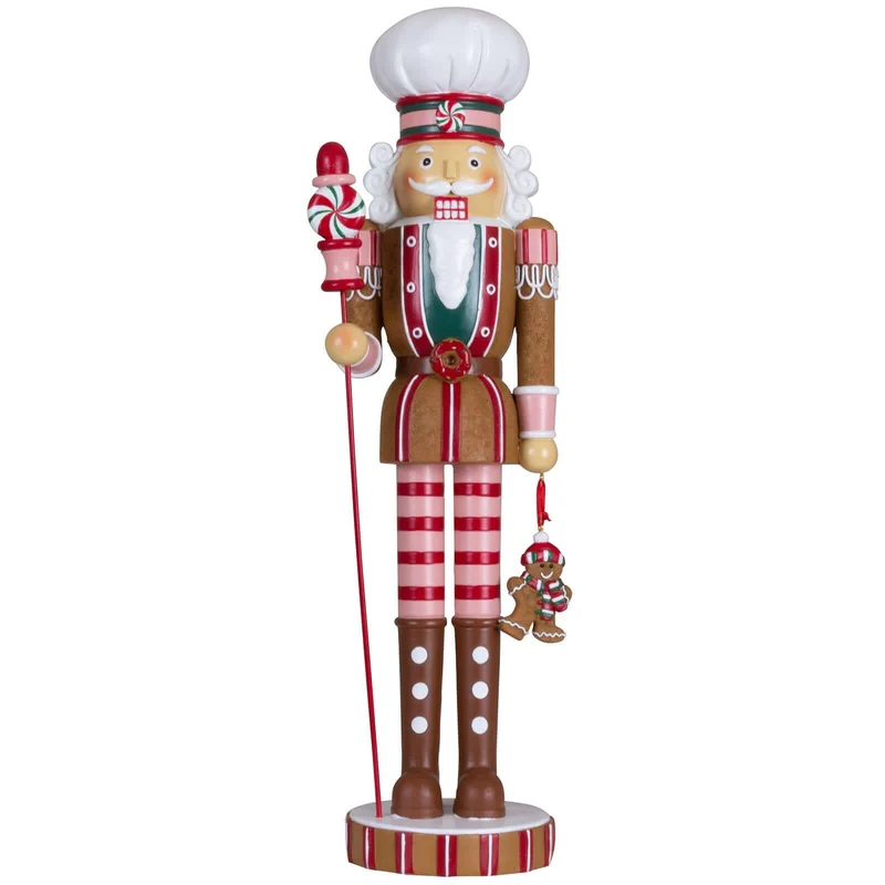 Dekorativer Nussknacker 45cm in braun-pink-rot-weiss / Candy Christmas