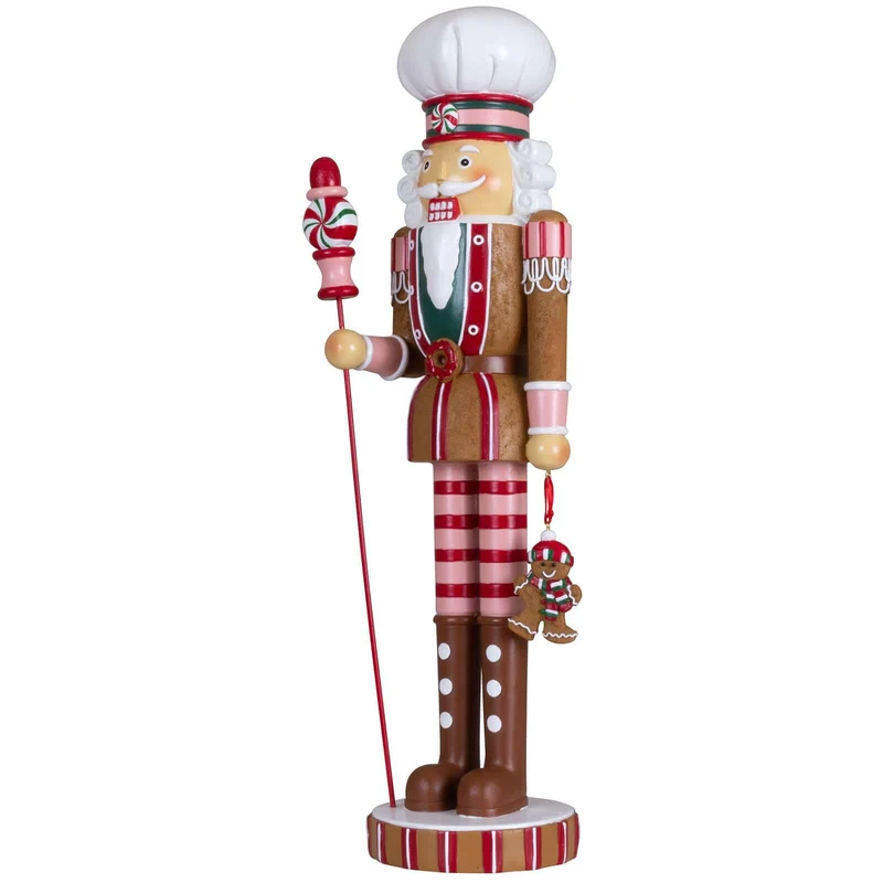 Dekorativer Nussknacker 45cm in braun-pink-rot-weiss / Candy Christmas