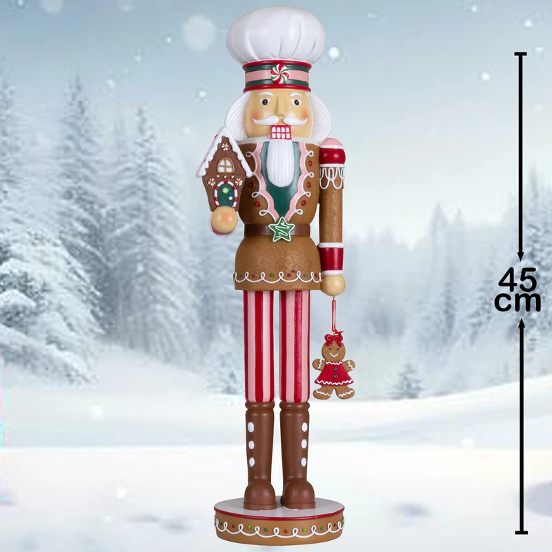 Dekorativer Nussknacker 45cm in braun-pink-rot-weiss / Candy Christmas