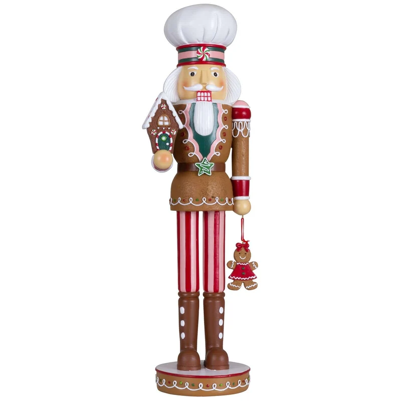 Dekorativer Nussknacker 45cm in braun-pink-rot-weiss / Candy Christmas