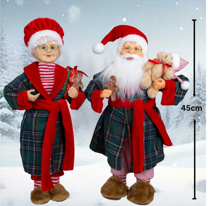 Weihnachtsfrau und Weihnachtsmann 45cm, 2 Designs, stehend