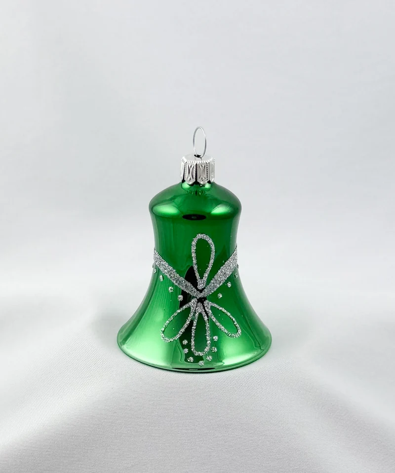 Weihnachts-Glöckchen Grün mit silbernem Dekor