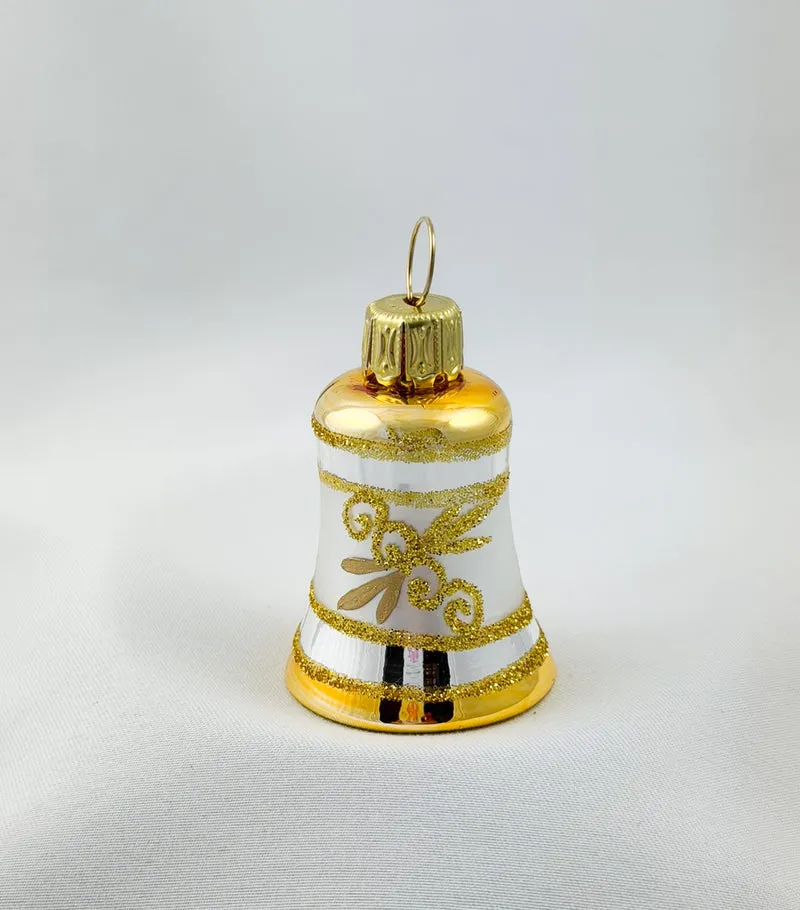 Weihnachts-Glöckchen Silber mit goldenem Dekor