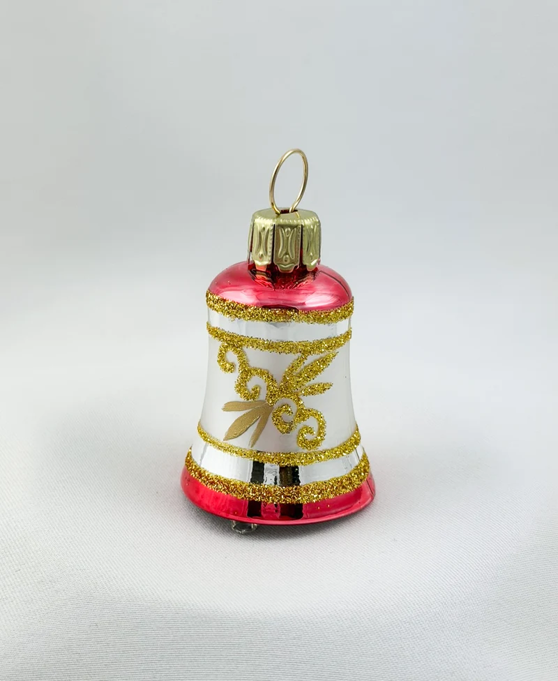 Weihnachts-Glöckchen Silber mit rotem Dekor