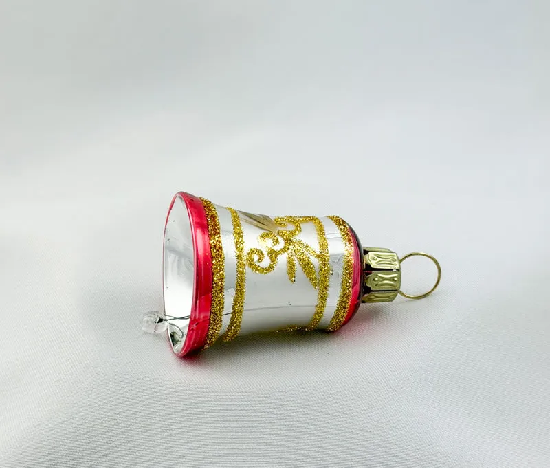 Weihnachts-Glöckchen Silber mit rotem Dekor