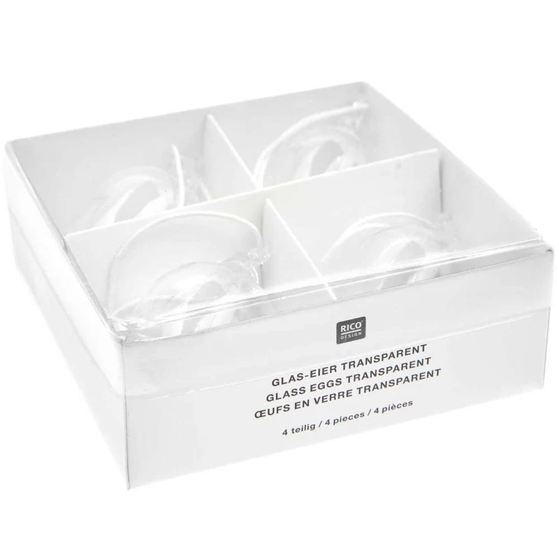 Rico Design Glas Eier klar, 4 Stück