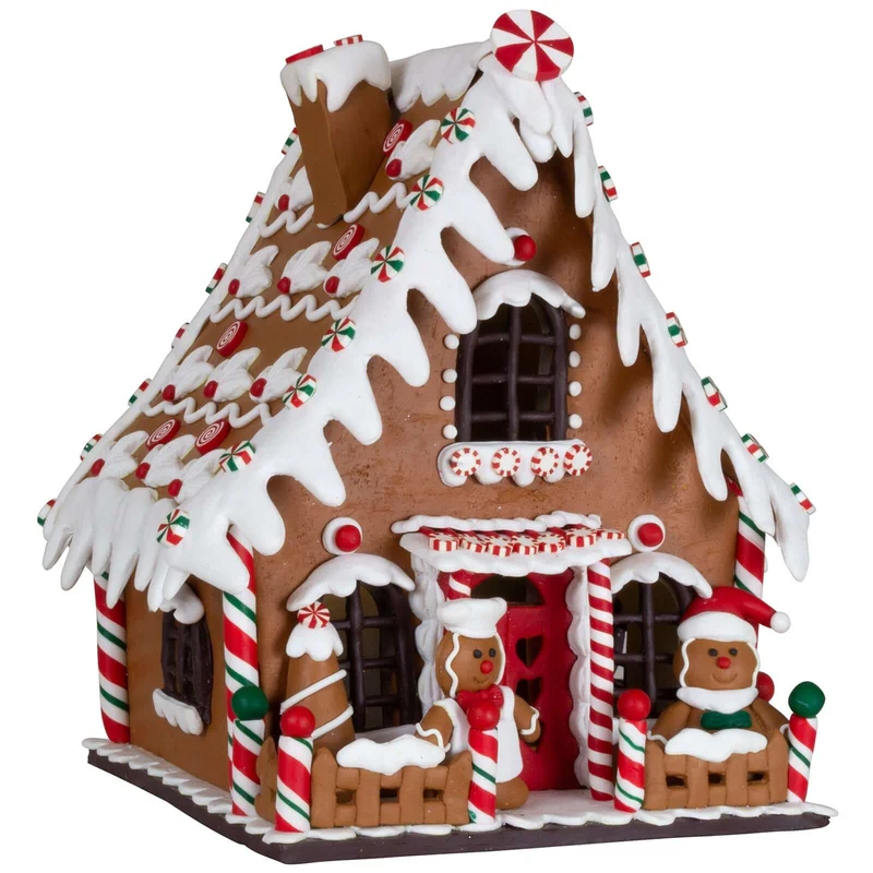 LED Lebkuchenhaus 23cm braun