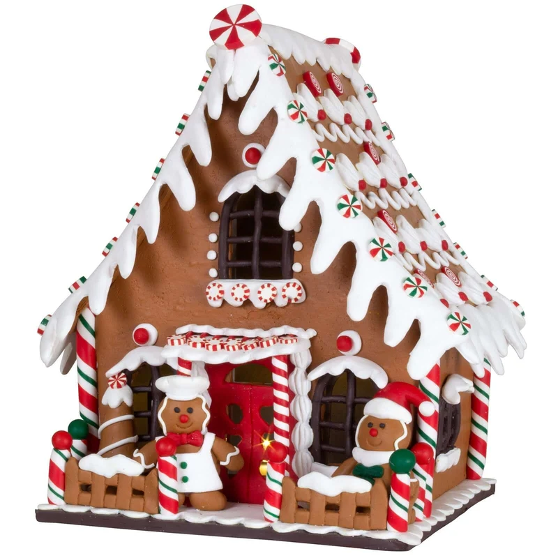 LED Lebkuchenhaus 23cm braun