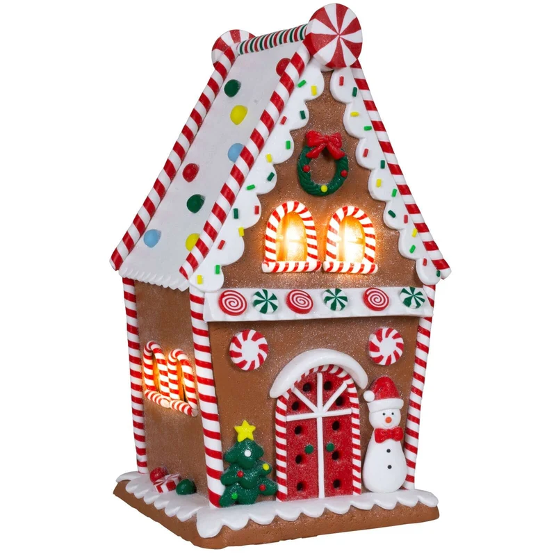 LED Lebkuchenhaus 29cm braun