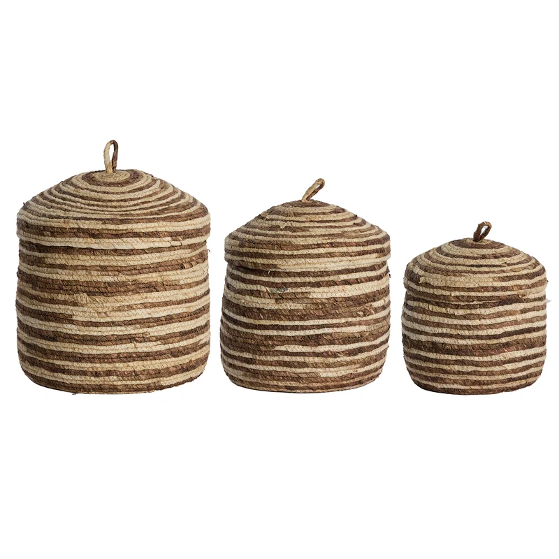Korb KILRUSH 3er-Set mit Deckel max Ø34x36 cm versch. Farben