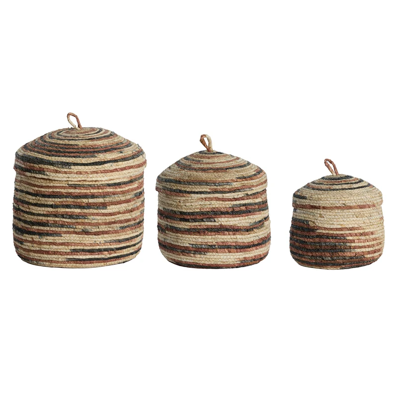Korb KILRUSH 3er-Set mit Deckel max Ø34x36 cm versch. Farben