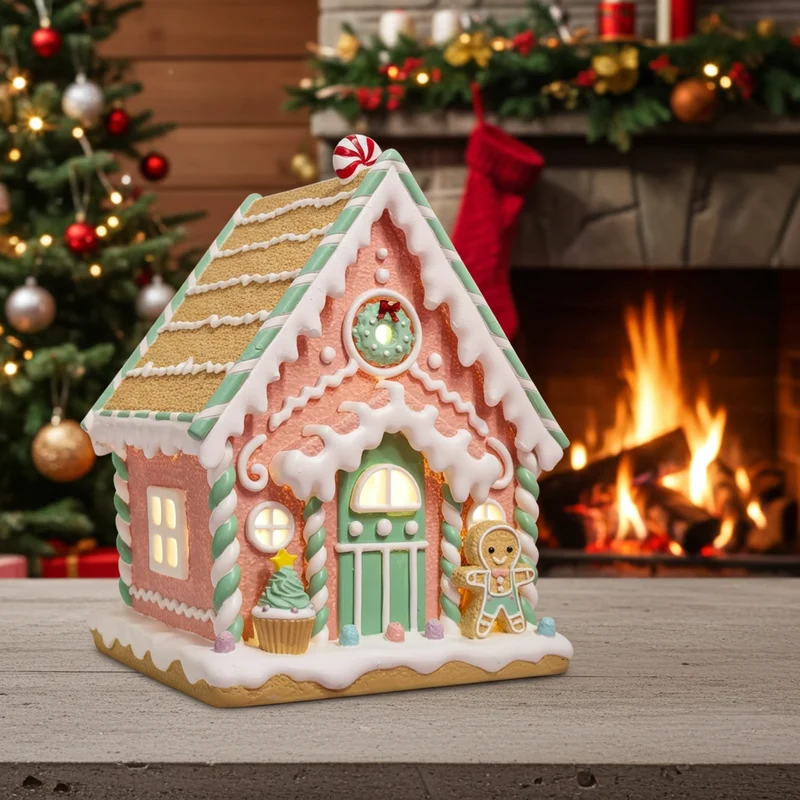 LED Lebkuchenhaus 25cm bunt