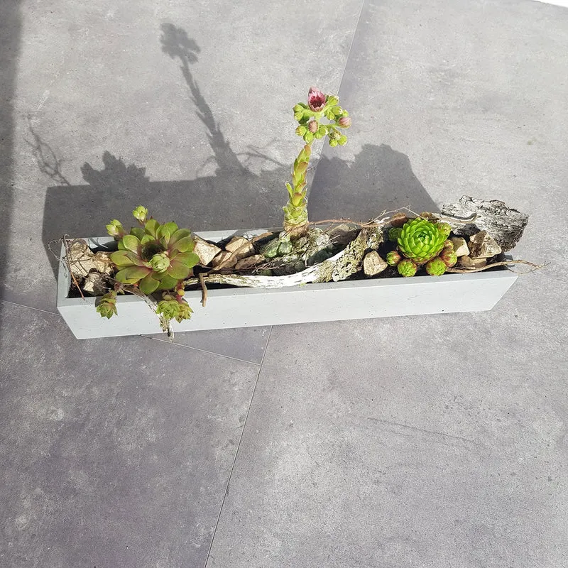 Beton Blumenkasten grau, länglich