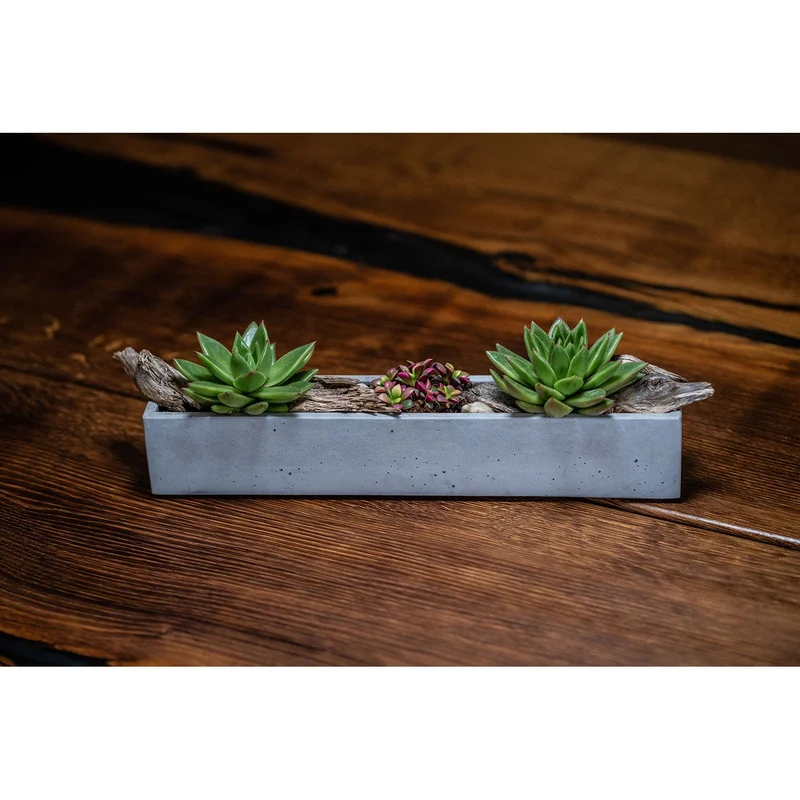 Beton Blumenkasten grau, länglich