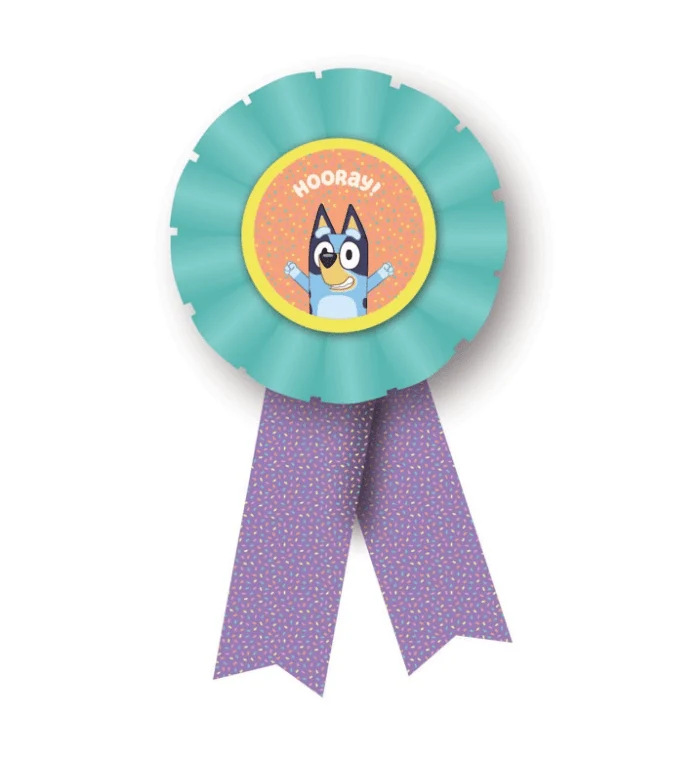 Bluey-Party-Anstecker „Hooray“