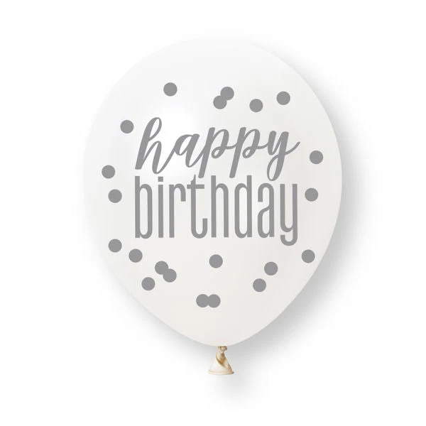 6ct Glitz Blue „Happy Birthday“ Pearl Premium 30 cm Latexballons