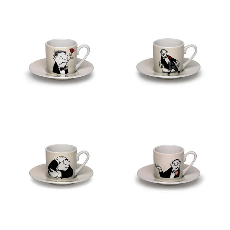 4 Espressostassen mit Künstlermotiven im Set