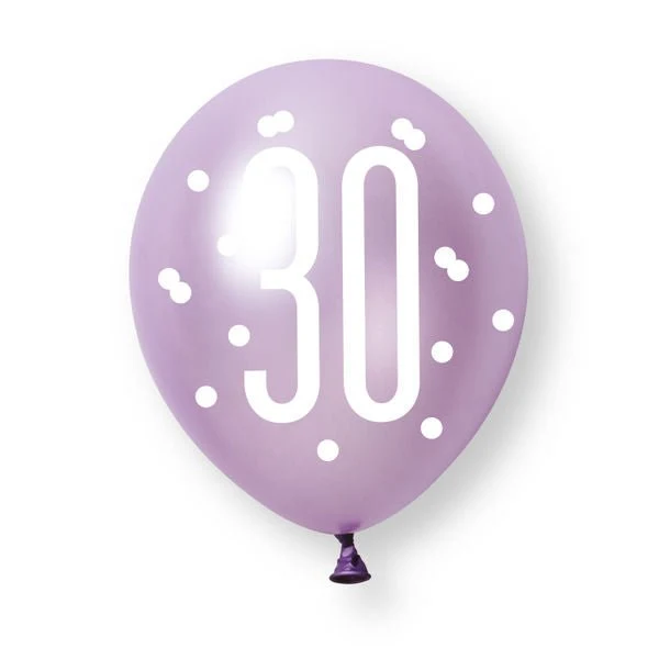 6ct Glitz Pink Nummer 30 Pearl Premium 30 cm Latexballons