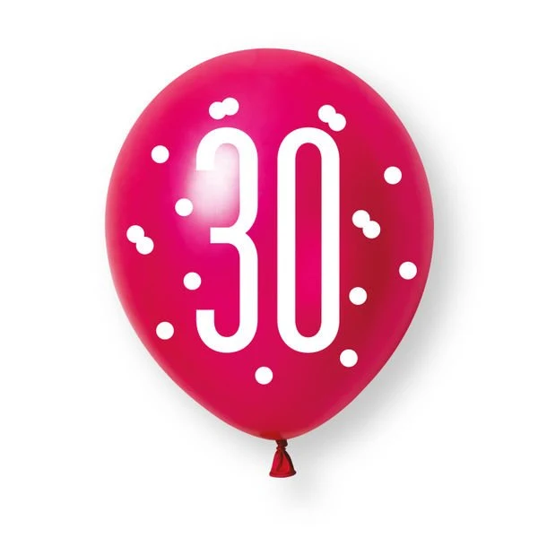 6ct Glitz Pink Nummer 30 Pearl Premium 30 cm Latexballons