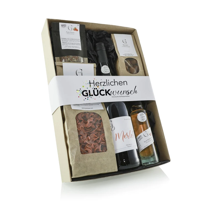 Herzlichen Glückwunsch M – Geschenkset mit Alkohol