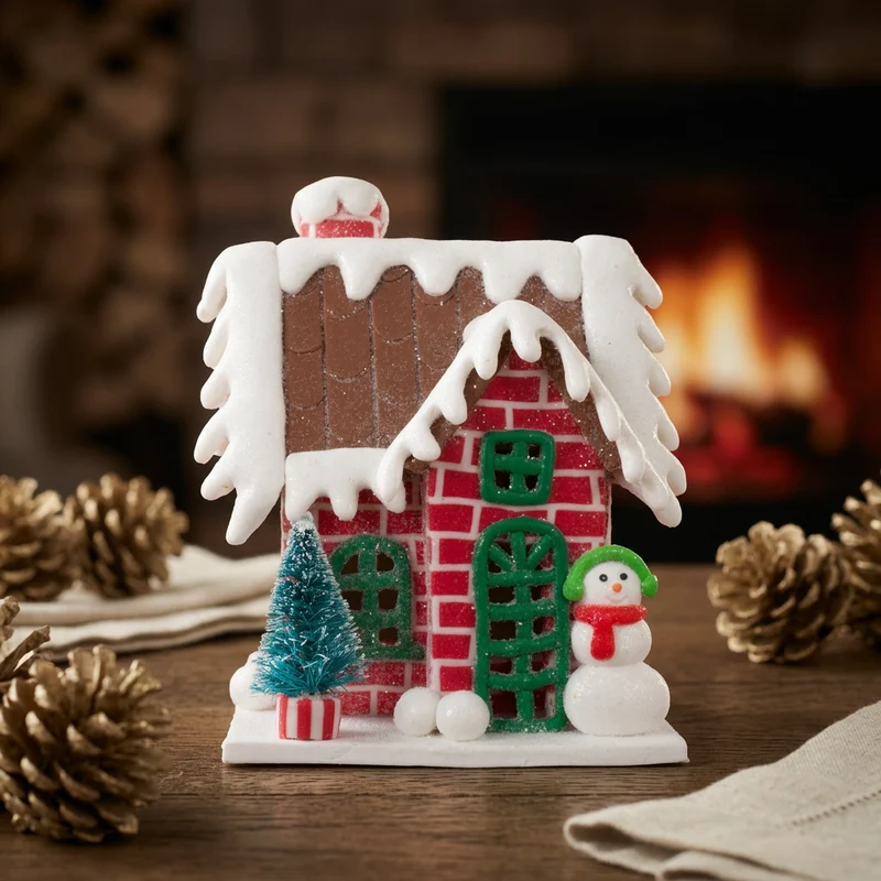 Lebkuchenhaus 12cm rot-braun