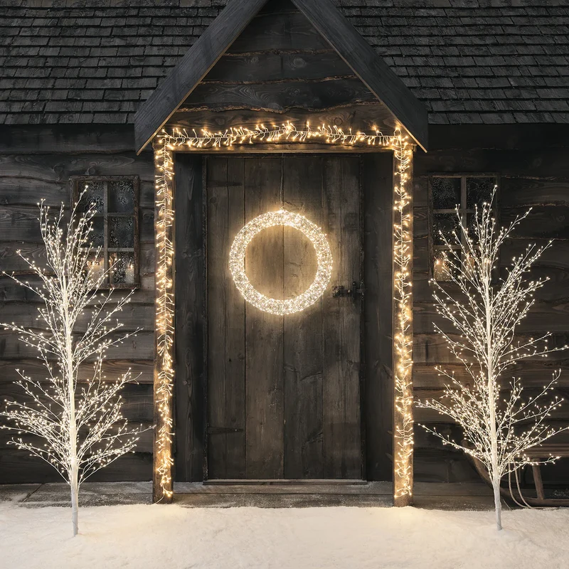 3D LED-Weihnachtskranz mit 720 LEDs in Silber 58 cm Durchmesser