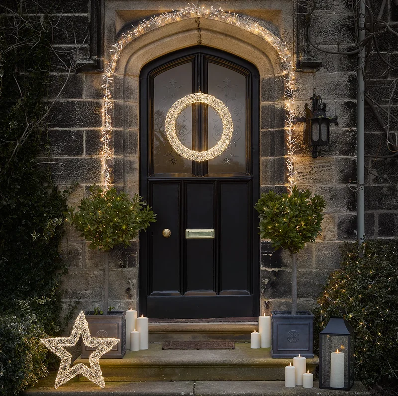 3D LED-Weihnachtskranz mit 720 LEDs in Silber 58 cm Durchmesser