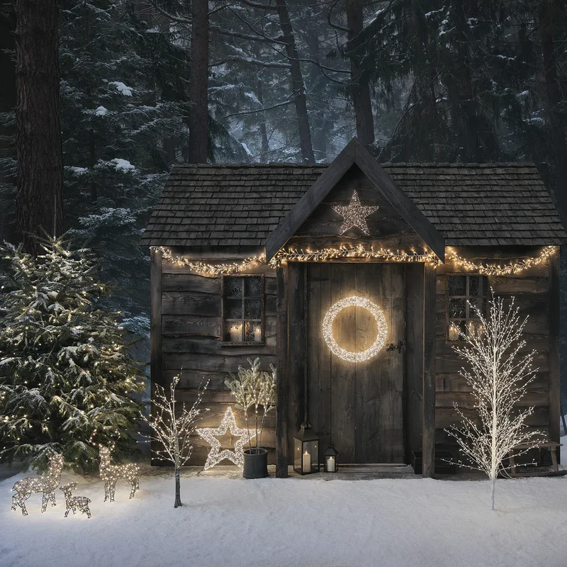 3D LED-Weihnachtskranz mit 720 LEDs in Silber 58 cm Durchmesser