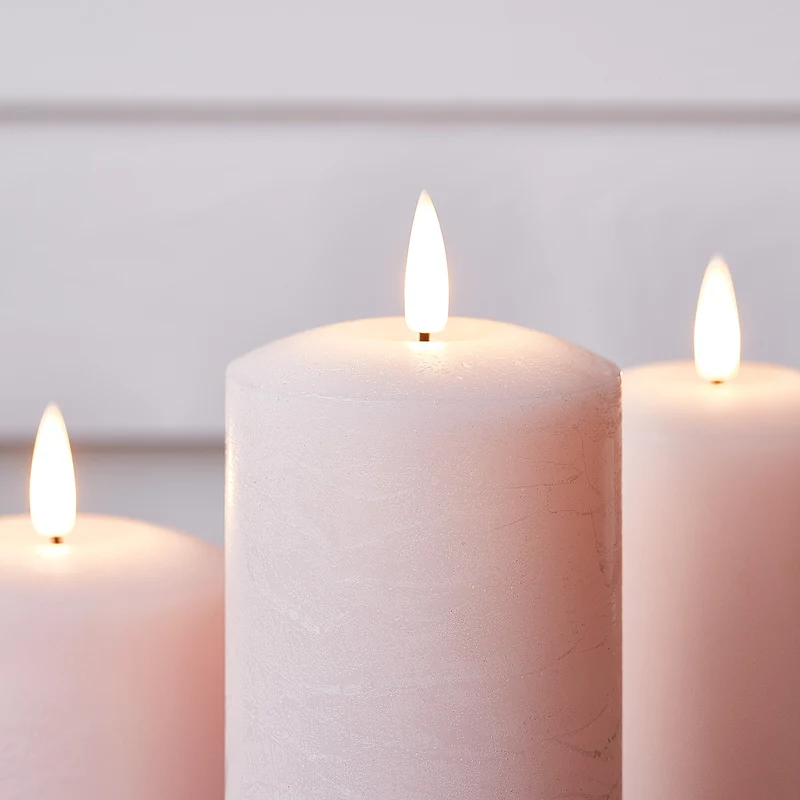 TruGlow® LED Kerzen Echtwachs Trio rosa mit Fernbedienung