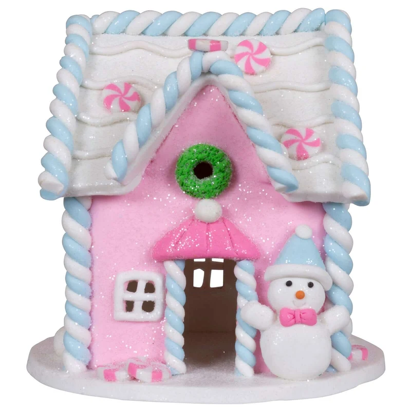 Lebkuchenhaus 11cm rosa-weiß