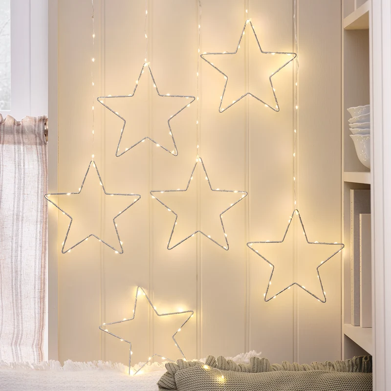 2 x 3er Set LED Sterne außen