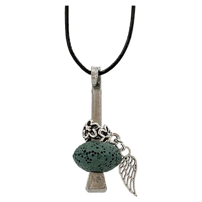 Hufnagel Schmuck mit Lavastein grün und Engelsflügel