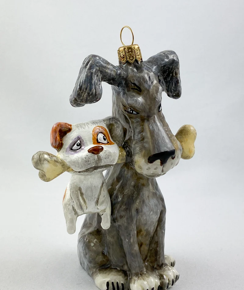 Wer bekommt den Knochen, zwei Hunde AtlasArt