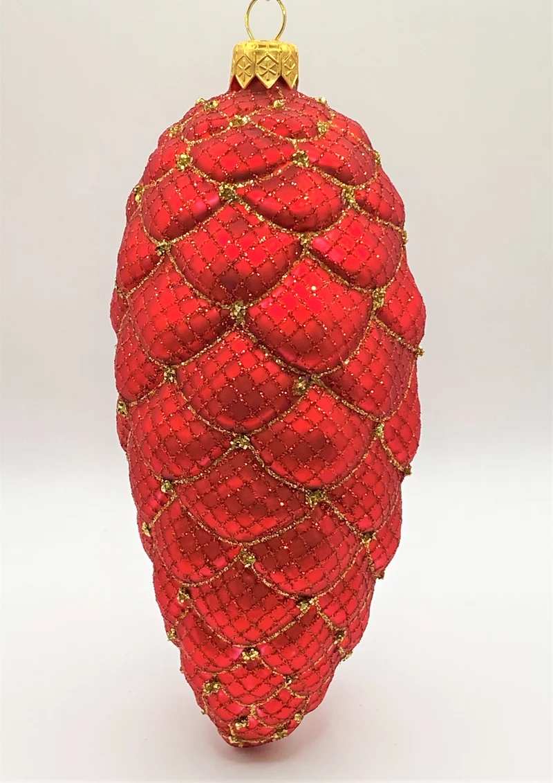 Grosser roter Zapfen mit Golddekor