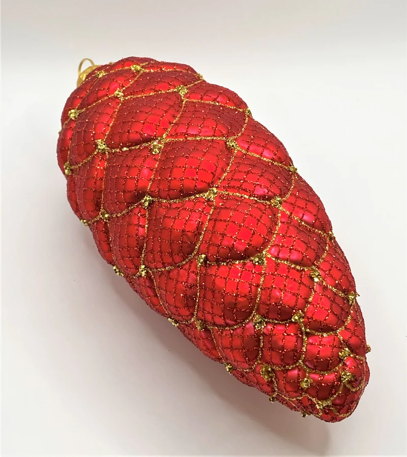 Grosser roter Zapfen mit Golddekor