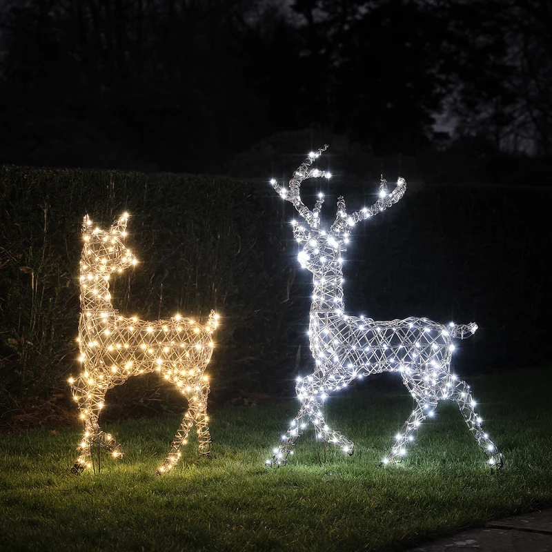 2er Set LED-Rentier Hirsch & Hirschkuh L Studley