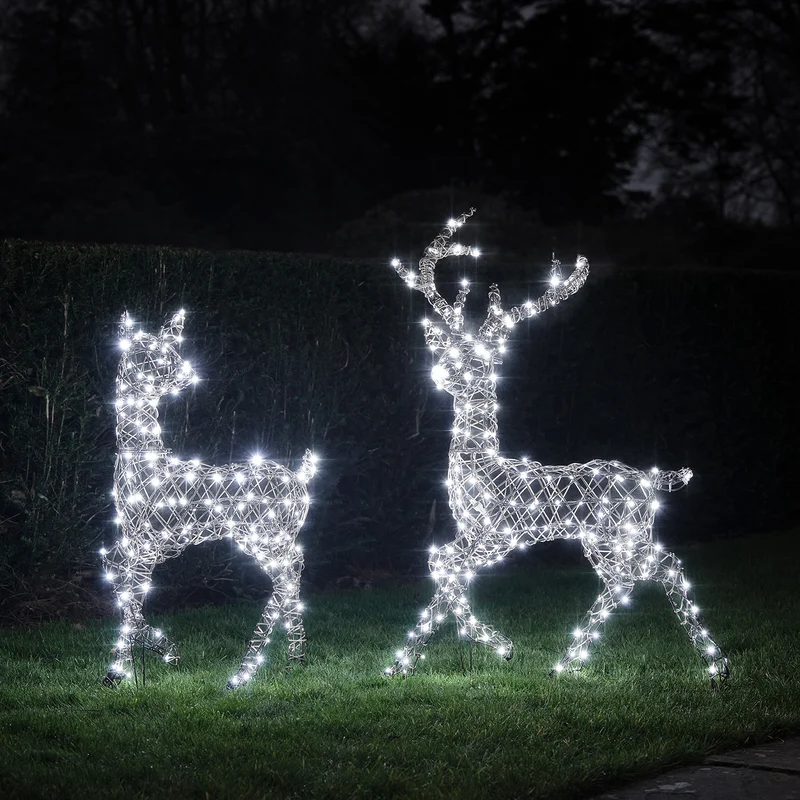 2er Set LED-Rentier Hirsch & Hirschkuh L Studley