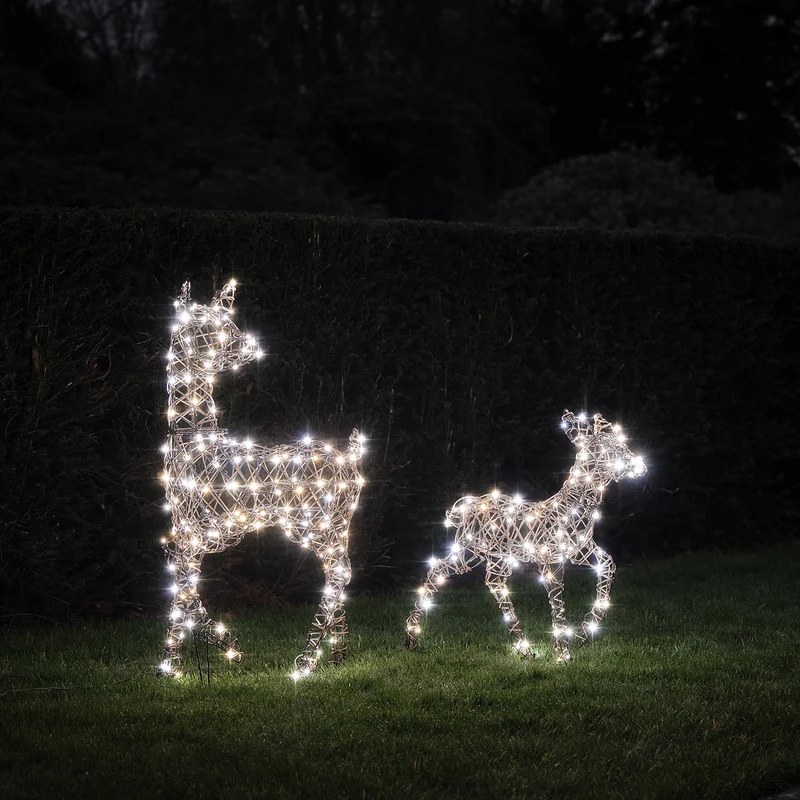 2er Set LED-Rentier Hirschkuh & Rehkitz L Studley