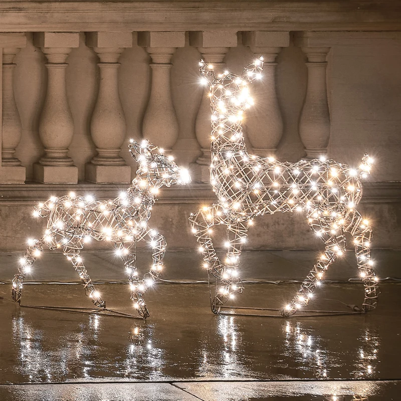 2er Set LED-Rentier Hirschkuh & Rehkitz L Studley