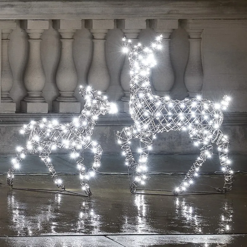 2er Set LED-Rentier Hirschkuh & Rehkitz L Studley