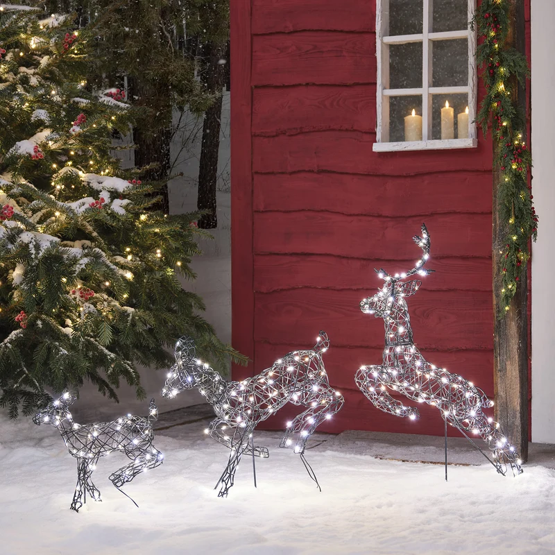 3er Set springende LED-Rentierfamilie M Harlow
