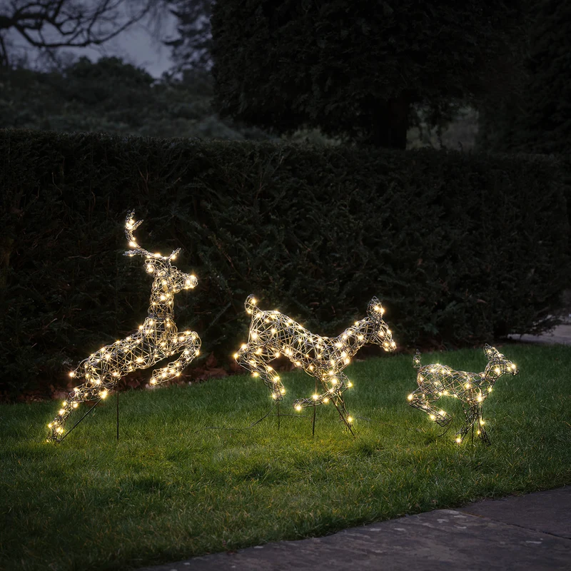 3er Set springende LED-Rentierfamilie M Harlow