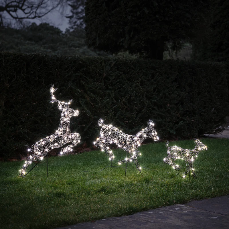 3er Set springende LED-Rentierfamilie M Harlow