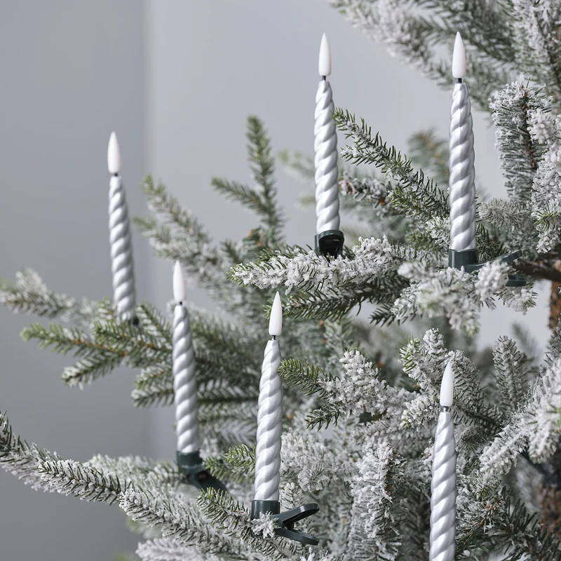 10er Set TruGlow® Weihnachtsbaumkerzen Silber