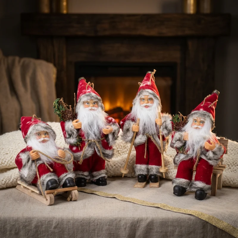 Weihnachtsmann 18cm, 4er Set, 4 Designs