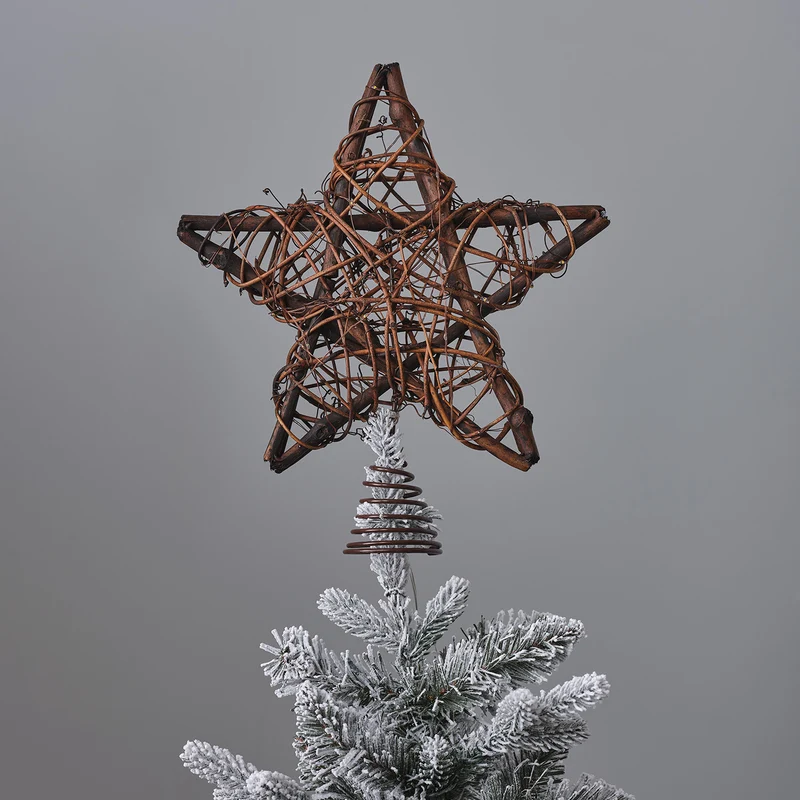 LED Stern Weihnachtsbaumspitze Rattan