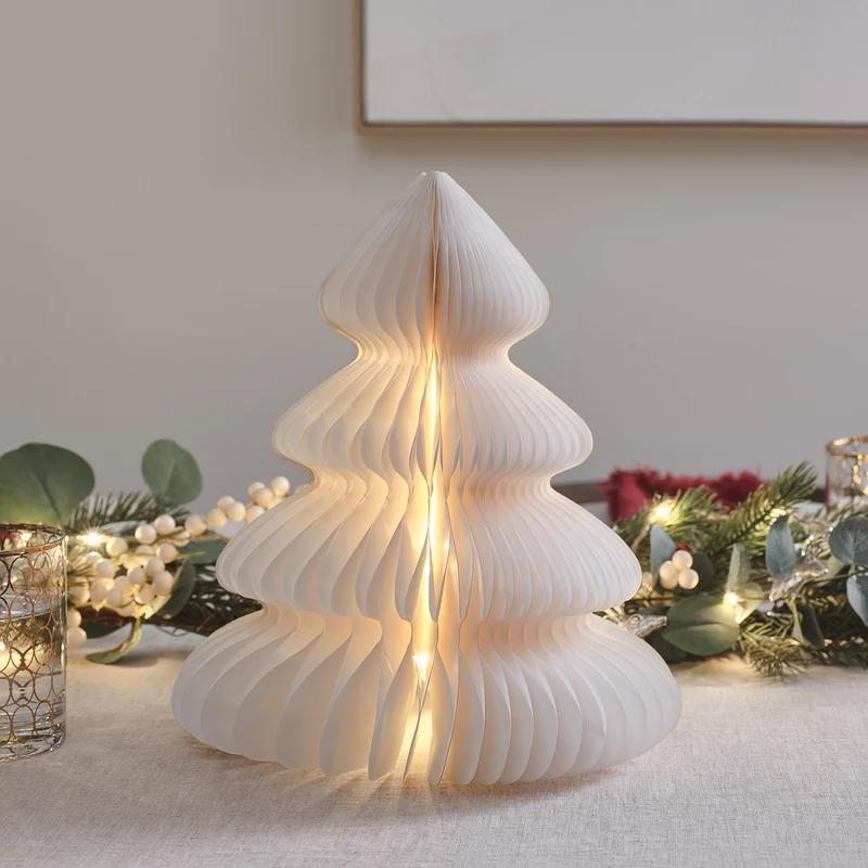 28cm Weihnachtsbaum aus Papier weiß