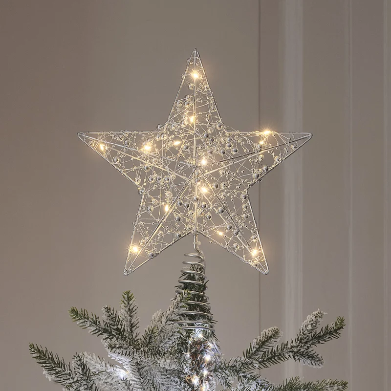 LED-Stern Weihnachtsbaumspitze silber